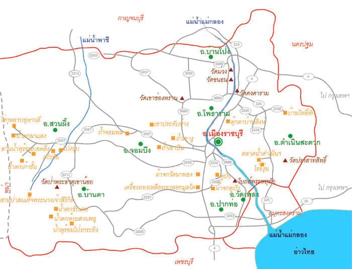 ทัวร์ แผนที่จังหวัด จังหวัดราชบุรี tour map ratchaburi